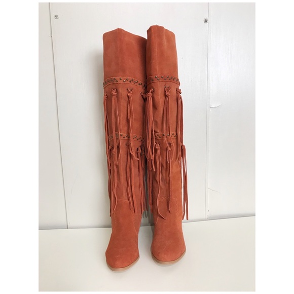 Mojo Moxy Brown Toreador Over knee Fringe Boots - Picture 3 of 8